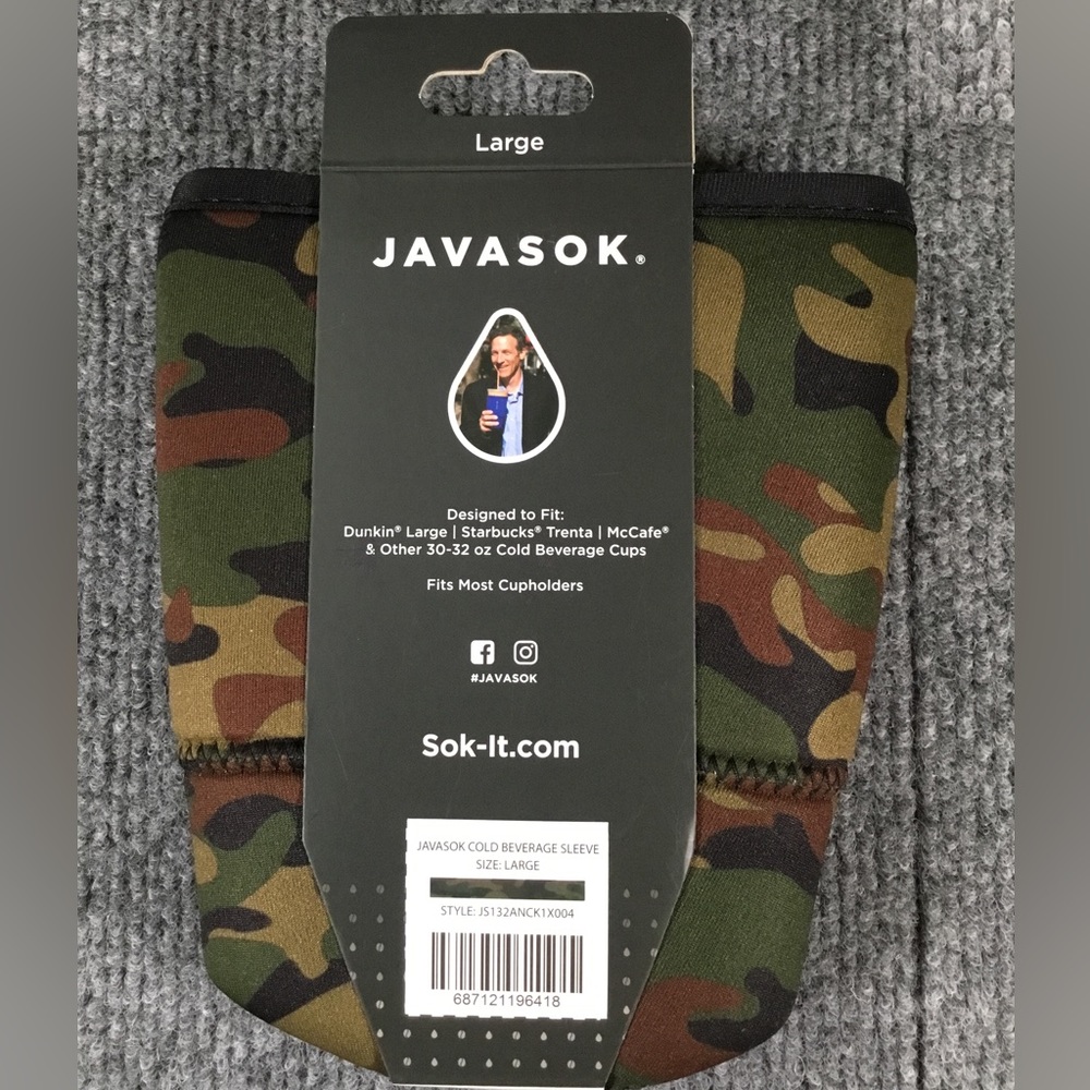 Javasok large cold beverage sleeve coozie camo NWT